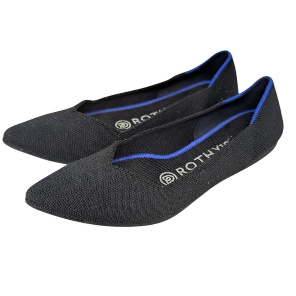 Rothy’s The Point Black Knit Flats 5.5 Sustainable Minimalist Work Ballet